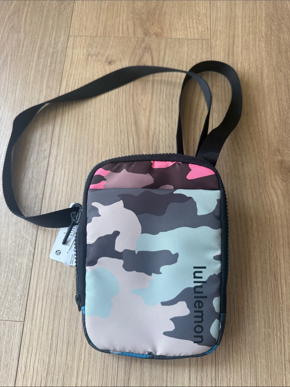 lululemon athletica Pink Camo Mini Crossbody Bag with Black Strap